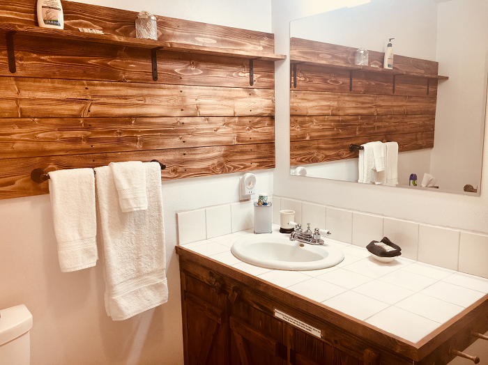 private bathroom with stall shower