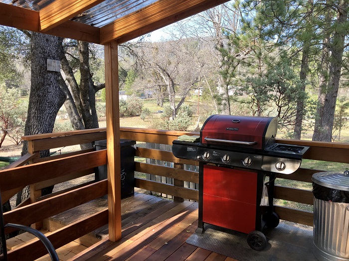 Private propane grill with side burner